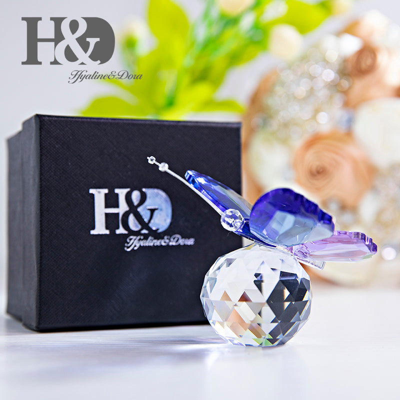 H&D HYALINE & DORA Crystal Cut Butterfly Animal Ornament Decoration for Office Table Home Bedroom