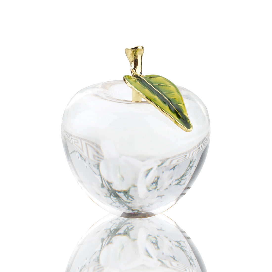 H&D HYALINE & DORA Unique Crystal Apple Figurine Paperweight,Art Glass Apple Collectible Figurines Best for Lucky Christmas Eve Gifts/Great Wedding Decor Gifts