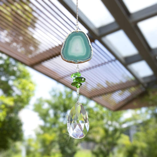 H&D HYALINE & DORA Hanging Crystal Suncatchers Pendants - Natural Agate Slices Christmas Decorations