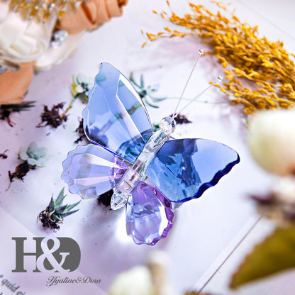H&D HYALINE & DORA Crystal Cut Butterfly Animal Ornament Decoration for Office Table Home Bedroom