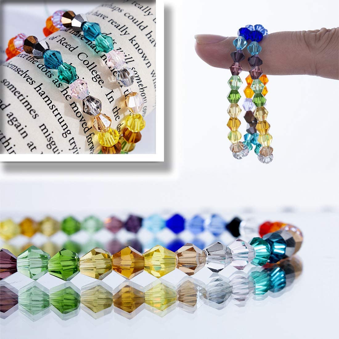 H&D Crystal Beads Bulk Beaded-Wholease 6MM Glass Beads Mix Lot of 1200pcs  Faceted Seed Beads for Jewelry Findings