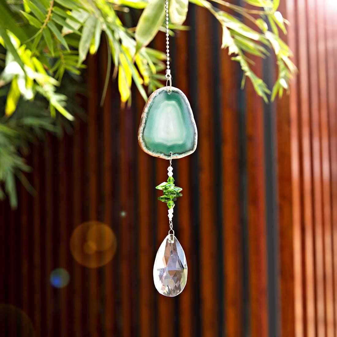 H&D HYALINE & DORA Hanging Crystal Suncatchers Pendants - Natural Agate Slices Christmas Decorations